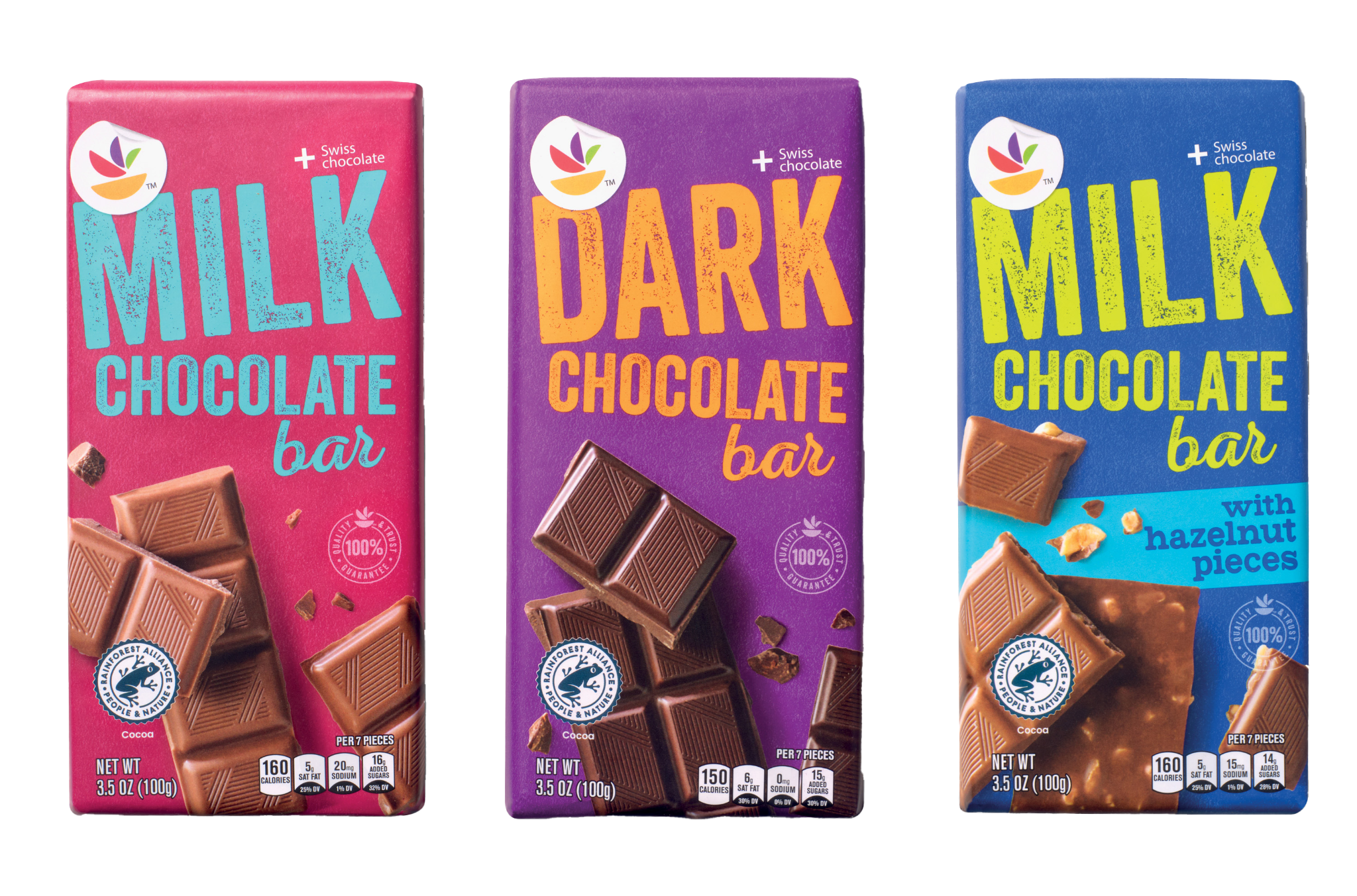 Three Swiss chocolate bars