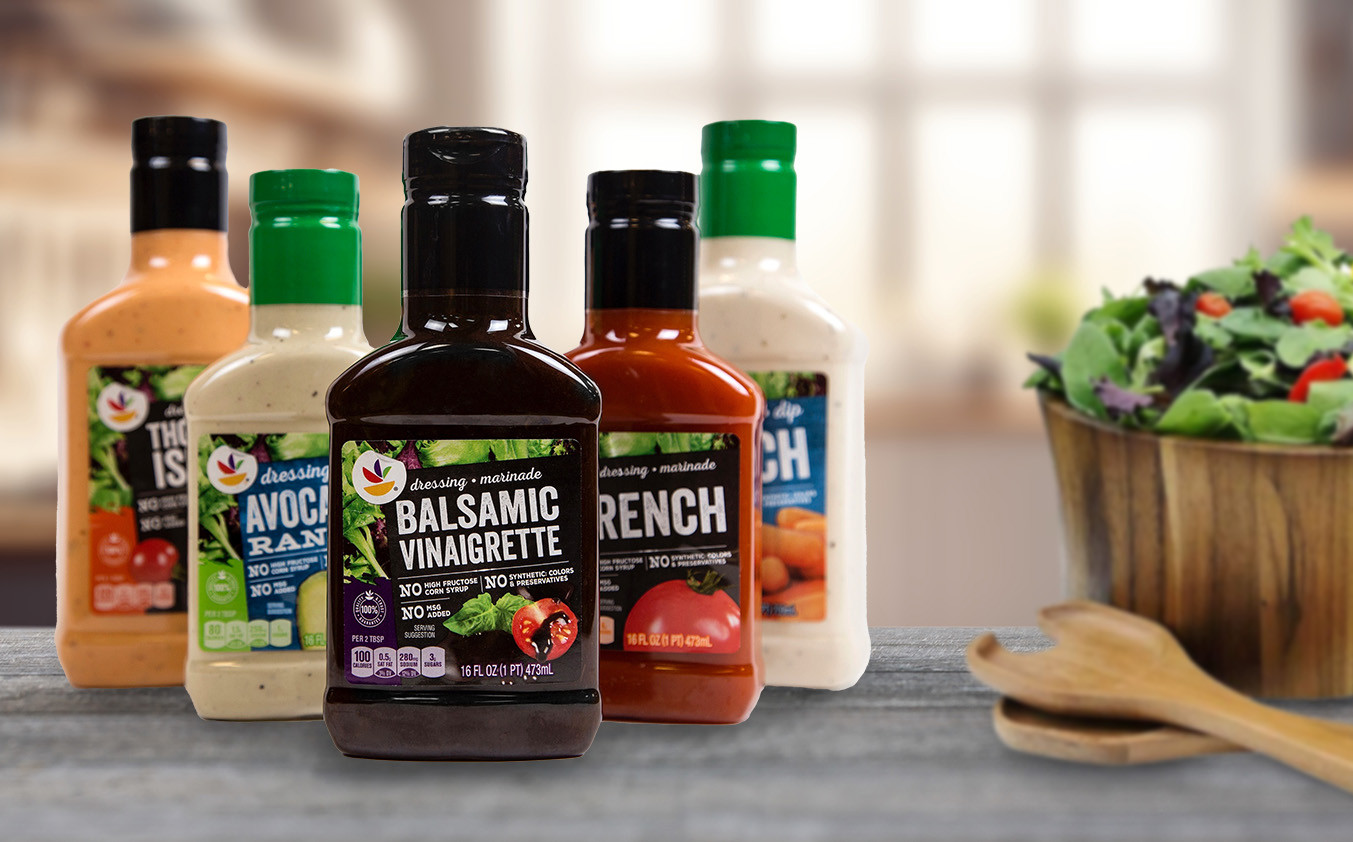 Core salad dressing environmental photography