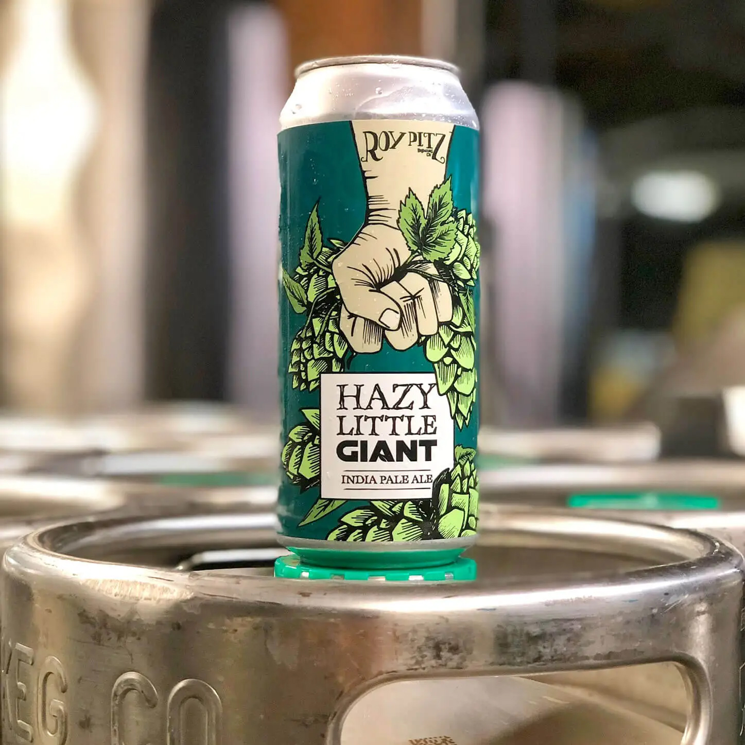 Hazy Little Giant can at the brewery